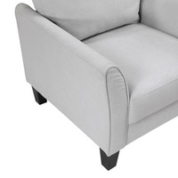 Sofá Moderno Xumo de Tela Gris Claro, Tres Plazas, Cuadrado, Convertible, 79 Pulgadas, Patas de Madera Cónicas Negras, Lavable, para Villa o Apartamento