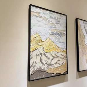 Moderne crème 3D texturé écologique <span class=keywords><strong>acrylique</strong></span> toile mur Art paysage peint à la main montagne Image salon maison bureau - Product Image 2