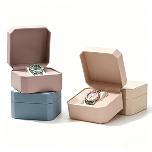 Étui à montre octogonal en cuir PU de luxe, multicolores, pour un seul montre, avec doublure douce - Product Image 3