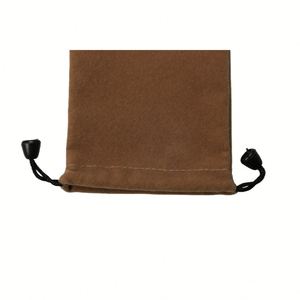Pochette en velours doux marron avec cordon de serrage pour bijoux, sacs en suède pour présentation, emballage cadeau 10x20CM - Product Image 4