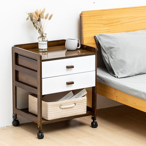 Simple Bedside <b>Table</b> <b>Bamboo</b> Wood Mobile Storage Cabinet With Drawer For Bedroom Nightstand - Product Image 2