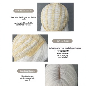 Perruque longue et droite en <span class=keywords><strong>cheveux</strong></span> brésiliens Remy, <span class=keywords><strong>avec</strong></span> dentelle frontale, couleur Argent Scintillant, à raie centrale, pour un look éclatant et séduisant - Product Image 4