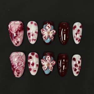 <span class=keywords><strong>Uñas</strong></span> Postizas Hechas a Mano con Diseño Floral 3D Colorido, Estilo Europeo y Americano, Venta Caliente 2026, Venta al Por Mayor - Product Image 3