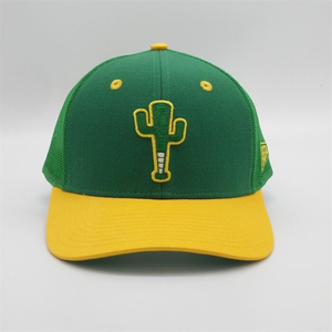 Gorra Trucker de Malla de 6 Paneles con Bordado 3D Verde y Amarillo, Logotipo Personalizado, Unisex, Casual, Ajustable, para Primavera/Verano - Product Image 1