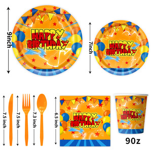 Articles de table décoratifs en papier sur le thème des Anime, comprenant assiettes, gobelets, ustensiles, pour les anniversaires d'enfants, les événements festifs, pack essentiel pour les fêtes - Product Image 4