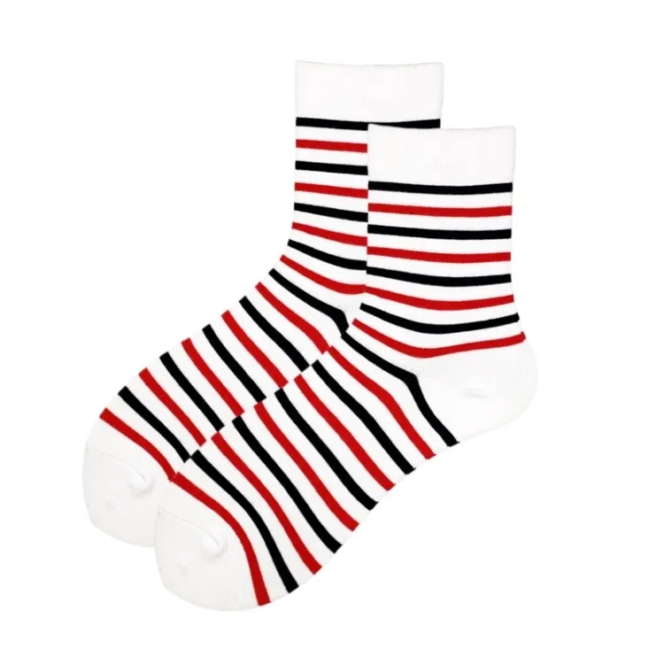 New Style Red And Black Stripes Women's Socks Spring Casual Girls Socks