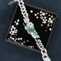 12mm Tendance Géométrique Plaqué Or Alliage Strass Hip-Hop Charme Bracelet Source Usine