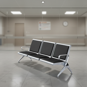 مقعد انتظار حديث ثلاثي المقاعد من الجلد الصناعي والمعدن - تصميم مريح ومتين للاستخدام في الصالات الرياضية والمستشفيات والمكاتب - Product Image 4