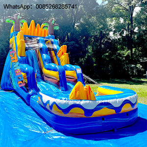Les instruments gonflables de couleur de taille personnalisée rebondissent toboggan rouge dans la jungle pour s'amuser toboggan bleu de 18 pieds 20 pieds 22 pieds avec piscine - Product Image 4