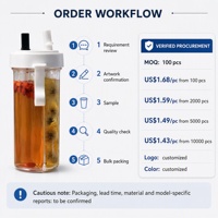 Vente chaude Creative 600 ml Infuseur De Fruits Une Tasse De Deux Boissons Différentes Tasse D'eau avec Deux Pailles Couple