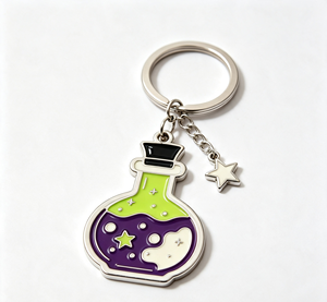 พวงกุญแจขวดน้ำยาสูตรโบราณแบบกำหนดเอง จี้รูปดาวลึกลับ โลหะผสมสังกะสี ของที่ระลึกวันฮาโลวีน - Product Image 3