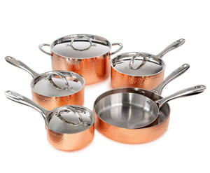 Üç katlı 18/10 paslanmaz çelik TENCERE SETİ kapaklı <span class=keywords><strong>Cooper</strong></span> kaplı dövülmüş tencere uzun şekilli saplı hiçbir kaplama toksik olmayan - Product Image 1