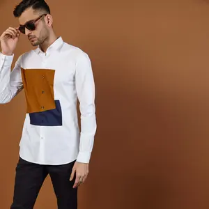 Camisa de trabajo de algodón de popelina de doble cuadrado Cuello alto Manga larga Estilo formal con estampado de frutas Tallas XL XXL 5XL para primavera - Product Image 2