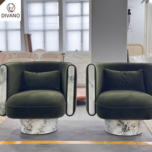 Customizable Velvet Luxury Chair Foshan Boutique High End Furniture With Marble Base DVSOFA1 Bespoke Material a Stunning - Product Image 4