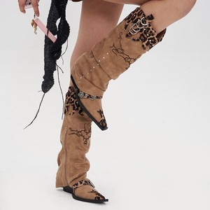 Bottines de cow-boy personnalisées à imprimé léopard pour femmes, bottines occidentales à la cheville, design mexicain, vente en gros - Product Image 6