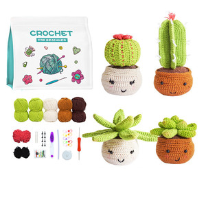 2023ニードルクリエーションズ花と鉢植えフクロウDIY初心者初心者のためのフルニードルワークかぎ針編みスターターキット - Product Image 1
