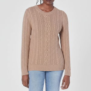 Cardigans pour femmes en tricot de coton/acrylique, broderie unie, automne-hiver, décontractés, manches longues, respirants, logo sur le devant - Product Image 1