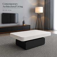 Table basse contemporaine avec surface blanche arrondie et base noire pour salon 110 x 60 x 42 cm