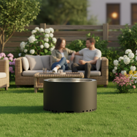 Barbecue de jardin multifonctionnel moderne en acier, foyer à bois sans fumée pour usage extérieur