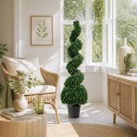 Arbre topiaire en buis artificiel en spirale, en pot, décoration intérieure, faux vert réaliste