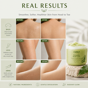 Gommage corporel à l'avocat HZBC en gros, exfoliant nourrissant en profondeur pour peaux sèches, riche en vitamines A, C, E, lisse les zones rugueuses - Product Image 3
