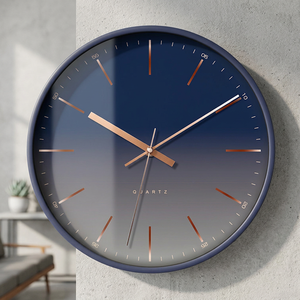 Minimalist Round Quartz <b>Wall</b> <b>Clock</b> With Gradient Dial And Rose Gold Hands For Living Room Decor - Product Image 5