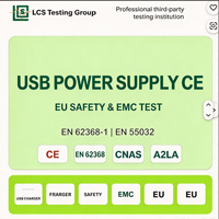 Sertifikasi Uji CE Catu Daya USB |   Layanan Pengujian Kepatuhan EMC EN 62368-1 EN 55032, Laporan Uji CE LVD, Catatan Uji CE untuk Catu Daya