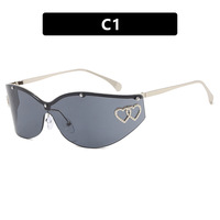 Lunettes de soleil vintage minimalistes sans monture, à bords coupés, élégantes, style européen, lunettes de soleil tendance