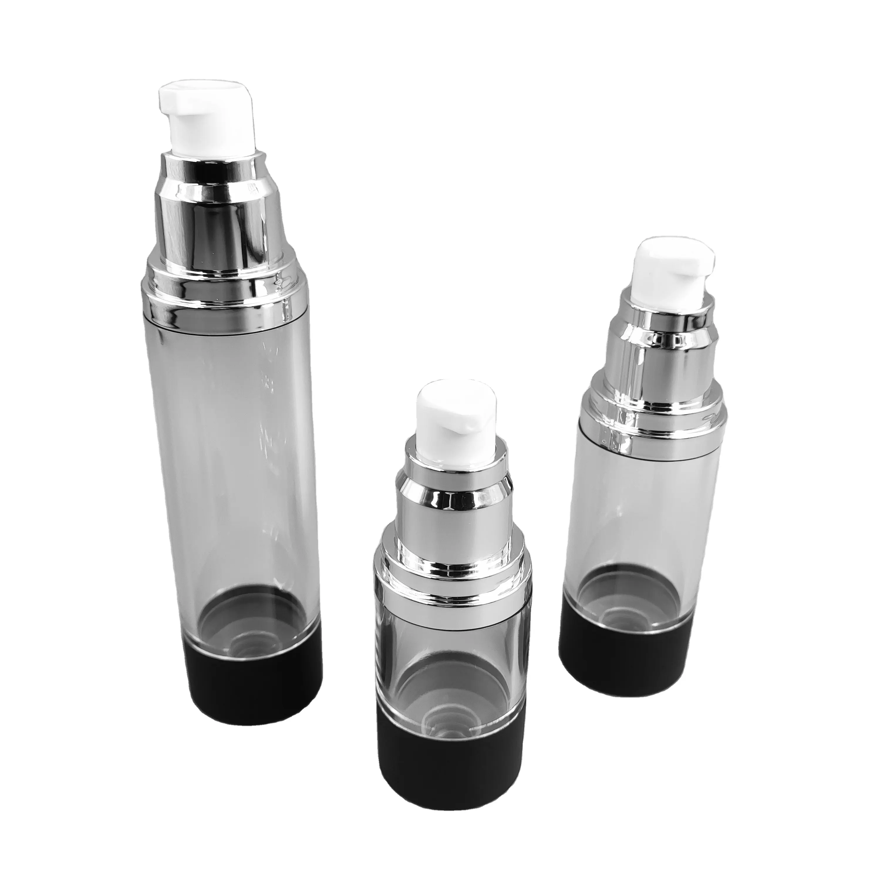 plastic empty 30ml Airless Pump Bottle for Cosmetic Packaging black airless pump bottle