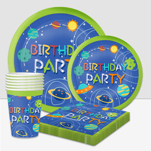Xieli papier décorations <span class=keywords><strong>de</strong></span> fête ensembles garçon fête d'<span class=keywords><strong>anniversaire</strong></span> articles avec assiettes <span class=keywords><strong>de</strong></span> fête tasses paille en papier - Product Image 1