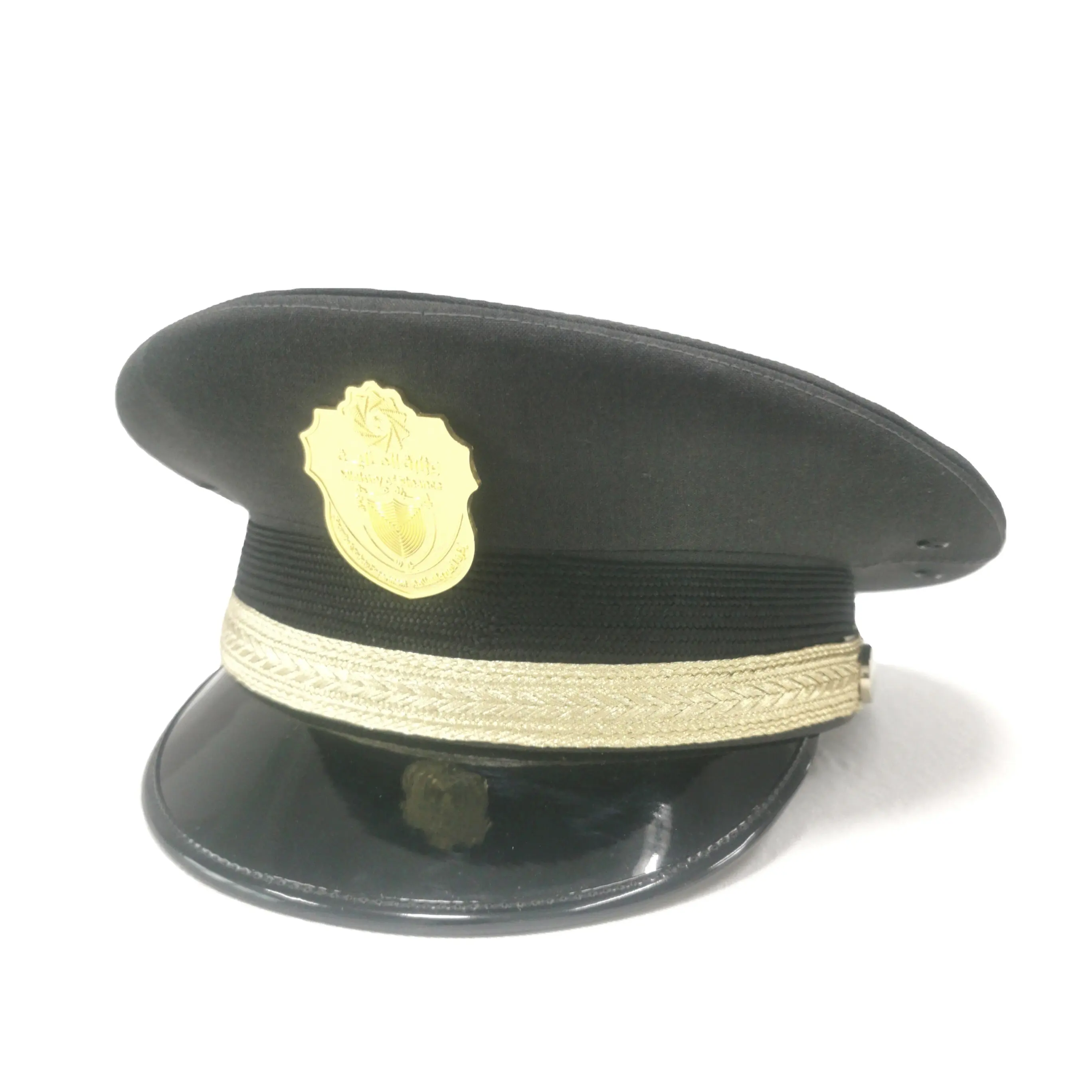 New Design Officer Visor Cap Flight Captain Pilot Peak Cap With Metal Badge