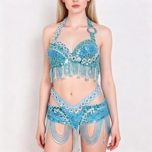 Costume da Danzatrice del Ventre Araba con Perline, Reggiseno e Cintura per Festival e Club - Product Image 5