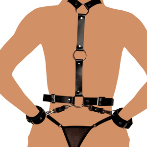 Women Sex Bondage Harness Belt with Handcuffs Leather Bondage <strong>Restraints</strong> Adult Play BDSM Harness Erotic <strong>Restraints</strong> for Bedroom - Product Image 3