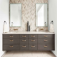 Meuble de salle de bain flottant personnalisé lavabo en marbre épais armoire en bois accessoires complets