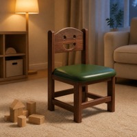 Chaise familiale en bois massif avec siège rembourré pour adultes et enfants, idéale pour la salle à manger, la chambre et le bureau à domicile