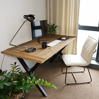 Bureau de bureau en bois d'orme ancien massif avec pieds de style en V Design rustique et moderne traditionnel pour l'étude des postes de travail à domicile