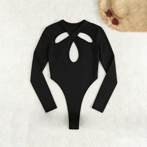 2025 Women's Skinny Long Sleeve Gothic Sweatshirt Cut-Out Design Black Knitting Techwear <b>Athletic</b> Sexy Breathable Quick Dry - Product Image 6