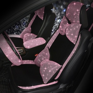 Coussin de siège arrière de voiture monobloc en flanelle rose orné de diamants, style déesse, célèbre sur internet, pour longs trajets, vente en gros - Product Image 5