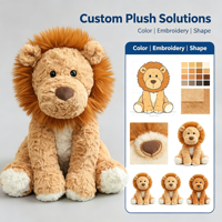 Boneka Singa Plushie Custom, Bulu Lembut Keriting, Cocok untuk Hadiah dan Dekorasi Rumah