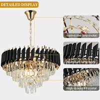 Lustre moderne en cristal de luxe nordique, luminaire de plafond rustique en métal incandescent pour chambre à coucher, lustres suspendus, finition noire