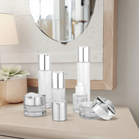 Ensemble de bouteilles en verre de luxe 120ml 100ml 35ml diffuseur de lotion crème pulvérisateur à pompe bocaux de 30g avec emballage d'impression d'écran de couvercle