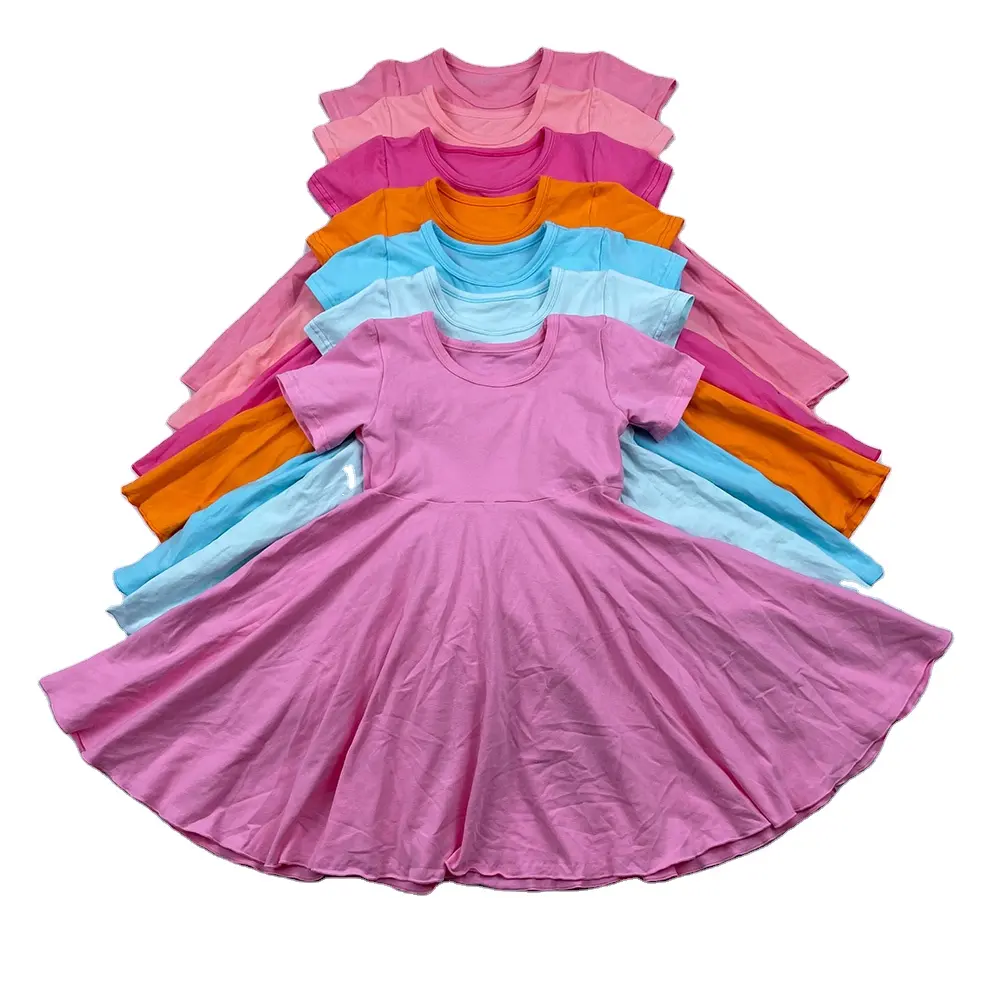 Qingli OEM novo design vestidos de bebê menina de manga curta de algodão doce estilo ocidental para crianças