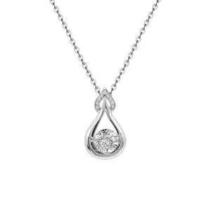 Kalung Liontin Batu Berlian Menari Alam Emas Asli 18K Bentuk Tetesan Air Desain Mode Klasik Perhiasan Halus