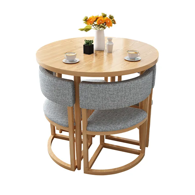 Luxus modernes Café Shop platzsparender Esstisch Stuhl-Set Holztisch Restaurant Tisch und Stühle 4-Sitzer