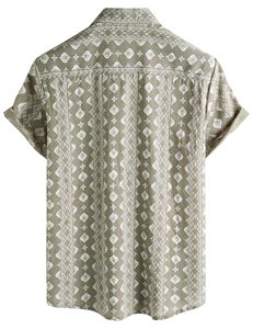 Camisa de playa 100% poliéster estampada con cordón, ajuste holgado, manga murciélago, para vacaciones en resort, talla grande, top casual para hombre, al por mayor - Product Image 6