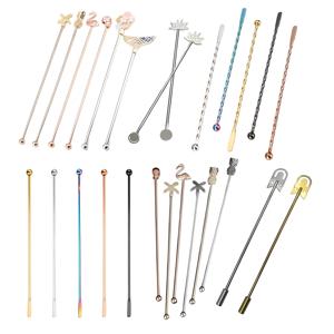 Pengaduk koktail tongkat Swizzle Metal yang banyak digunakan fleksibilitas tahan aus ukuran warna <span class=keywords><strong>Logo</strong></span> kustom