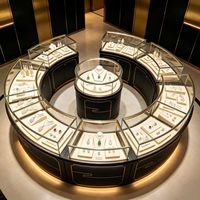 Ensemble de présentoirs pour bijoux avec éclairage LED, écologiques et durables, noirs