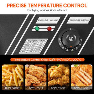 Friteuse électrique professionnelle double cuve 5000W avec 2 paniers en acier inoxydable pour frites, poulet et restauration - Product Image 3