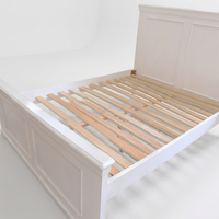 Cadre de lit double spacieux en bois - Lit plateforme vintage européen en Radiata/MDF pour ensemble de chambre à coucher - Meubles de chambre confortables
