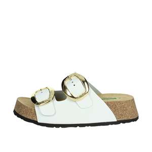 Sandali con Zeppa da Donna Bionatura in Pelle Bianca con Suola in Sughero Stile Estivo - Product Image 1